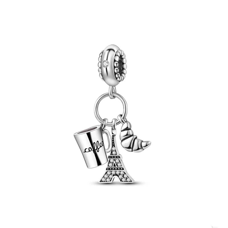 Paris Tower Aircraft Travel Charms Pendant Beads Fitoriginal Bracelet For Women Jewelry Travel Commemorative Gifts For Friends