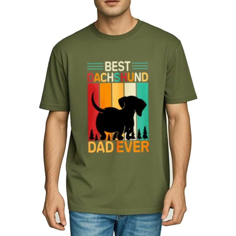 Minimalist Tshirt Soft Oneck t shirt Vintage Best Dachshund Dad Ever Vintage Design Hiphop For men Tee shirt Breathable Tee