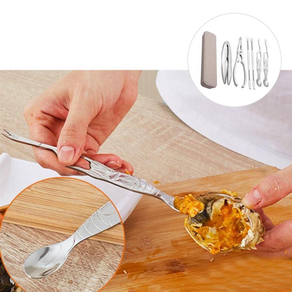 3/6pcs Printed Seafood Tool Set Stainless Steel Lobster Pliers Lobster Crab Cracker Tools  Fruit