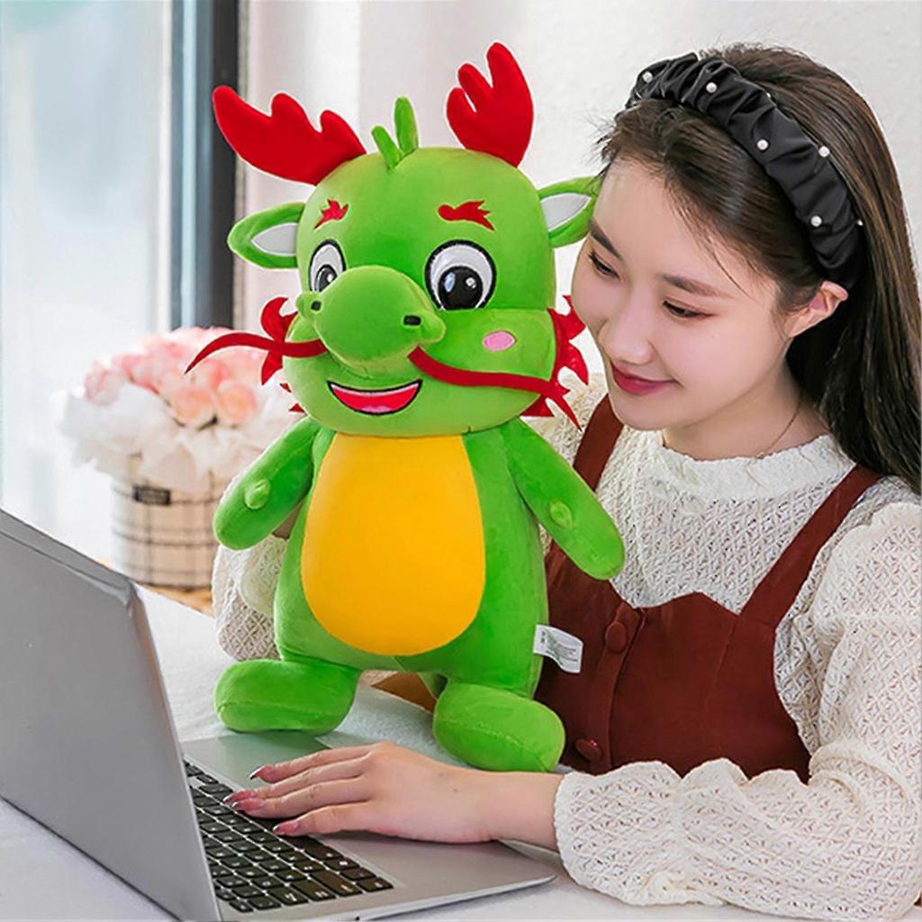 GREEN  40CM  Stuffed Doll Toy Fully Filled Adorable Appearance Vivid Facial Expressions Spring Festival Dragon Plush Toy New Year Gift