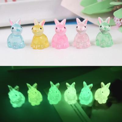10Pcs Luminous Bunny Glowing Bunte Miniatur in Der Dunkelheit Handwerk DIY Harz Nette Ornament Harz Kaninchen