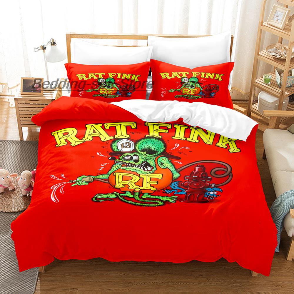 New Rat Fink Bedding Set Single Twin Full Queen King Size Bed Set Aldult Kid Bedroom Duvetcover Sets 3D Anime Bed Sheet Set