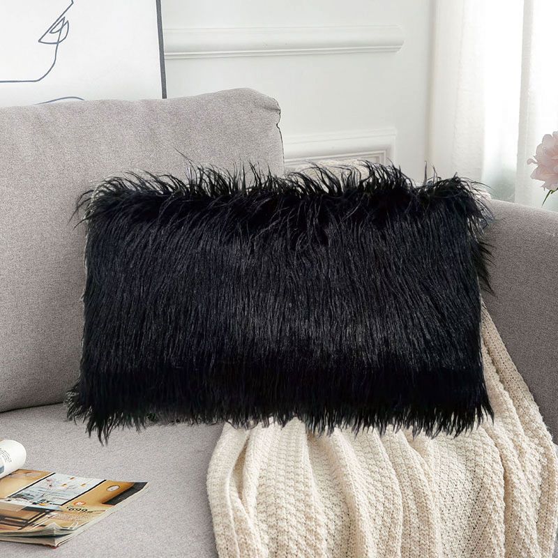 45/50cm Cushion Cover Modern Simple Soft Fluffy Pure White Plush Pillow Home Cushion Artificial Imitation Wool Pillow Cover