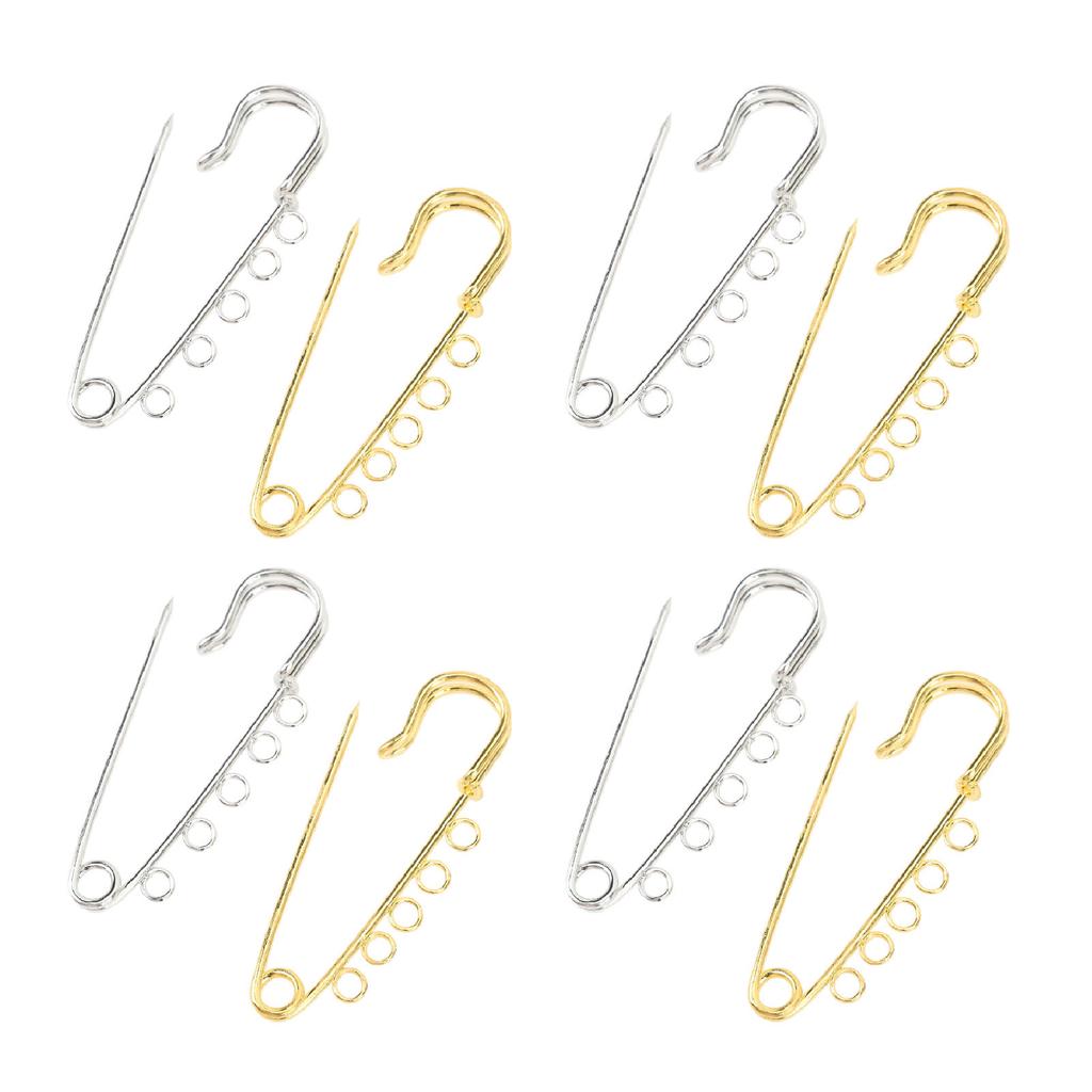 20PCS Brooch Safety Pins Metal Heavy Duty Safety Pins with 5 Holes for Jewelry Making Clothes Blankets Sewing Gold