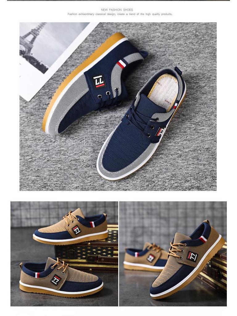 2025 Men's Breathable Canvas Lace-up Casual Shoes for Middle-aged and Elderly
