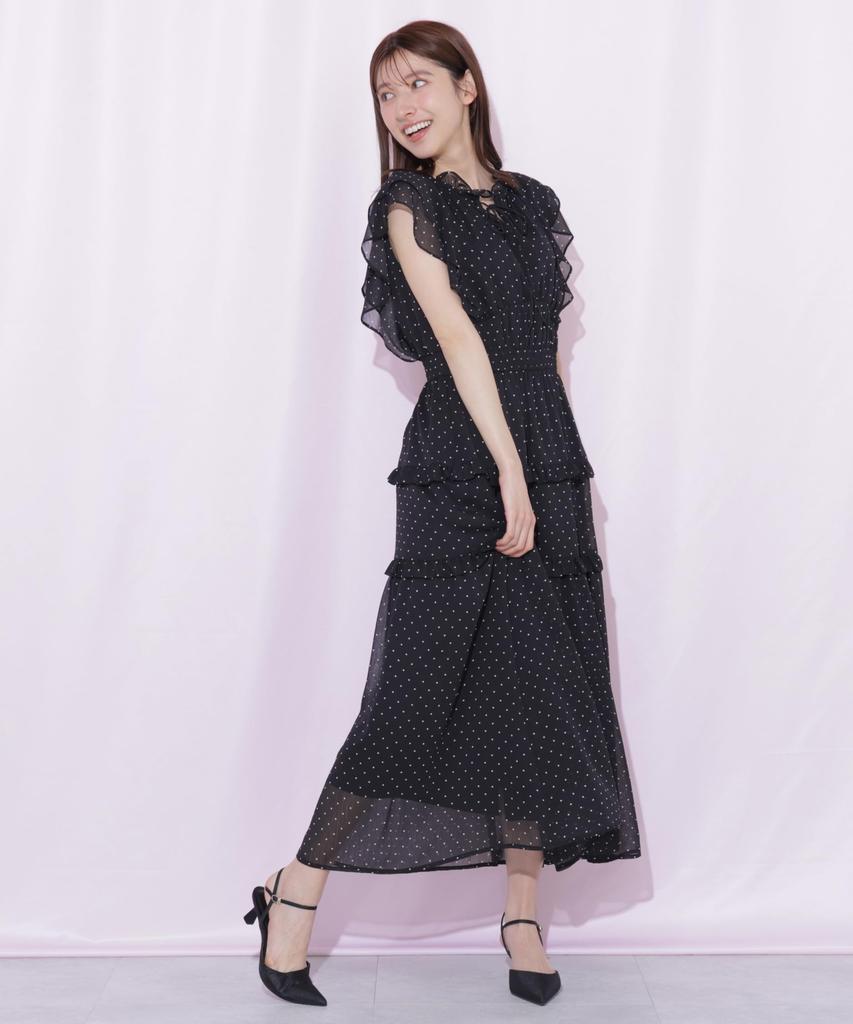 By Frill Tiered Dress [JILL JILLSTUART] [Black Dot/FR]