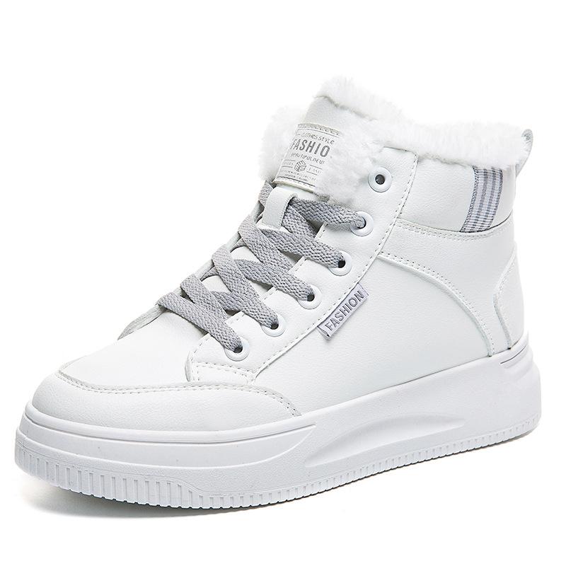 Fleece thickened little white shoes women's 2025 winter new casual thick-soled non-slip student board shoes high-top warm cotton shoes