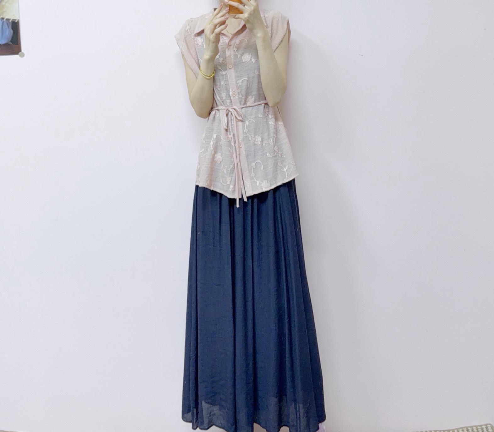 

2026 Summer Fashion Sleeveless Waist-Cinched Two-Piece Set: Top + Skirt XL (60-65 kg) рожевий