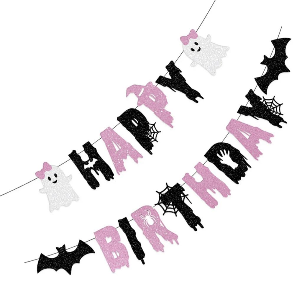 Halloween Birthday Banner Decorations Multi Color Paper Party Supplies For Decor 1 Set