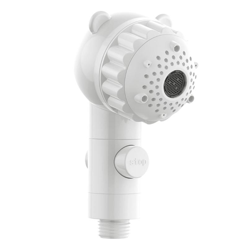 Bathroom Shower Head Replacement with Stop Button, Bear Theme Hand Shower Head for Daily Family Bath Use and Care