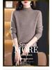 Women's 100% Wool Thick Knit Half-High Collar Winter Sweater for Middle-Aged and Elderly