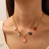 316L Stainless Steel Personalized Eye Colorful Flower Butterfly Cherry Pendant Necklace Women Waterproof Jewelry Gift