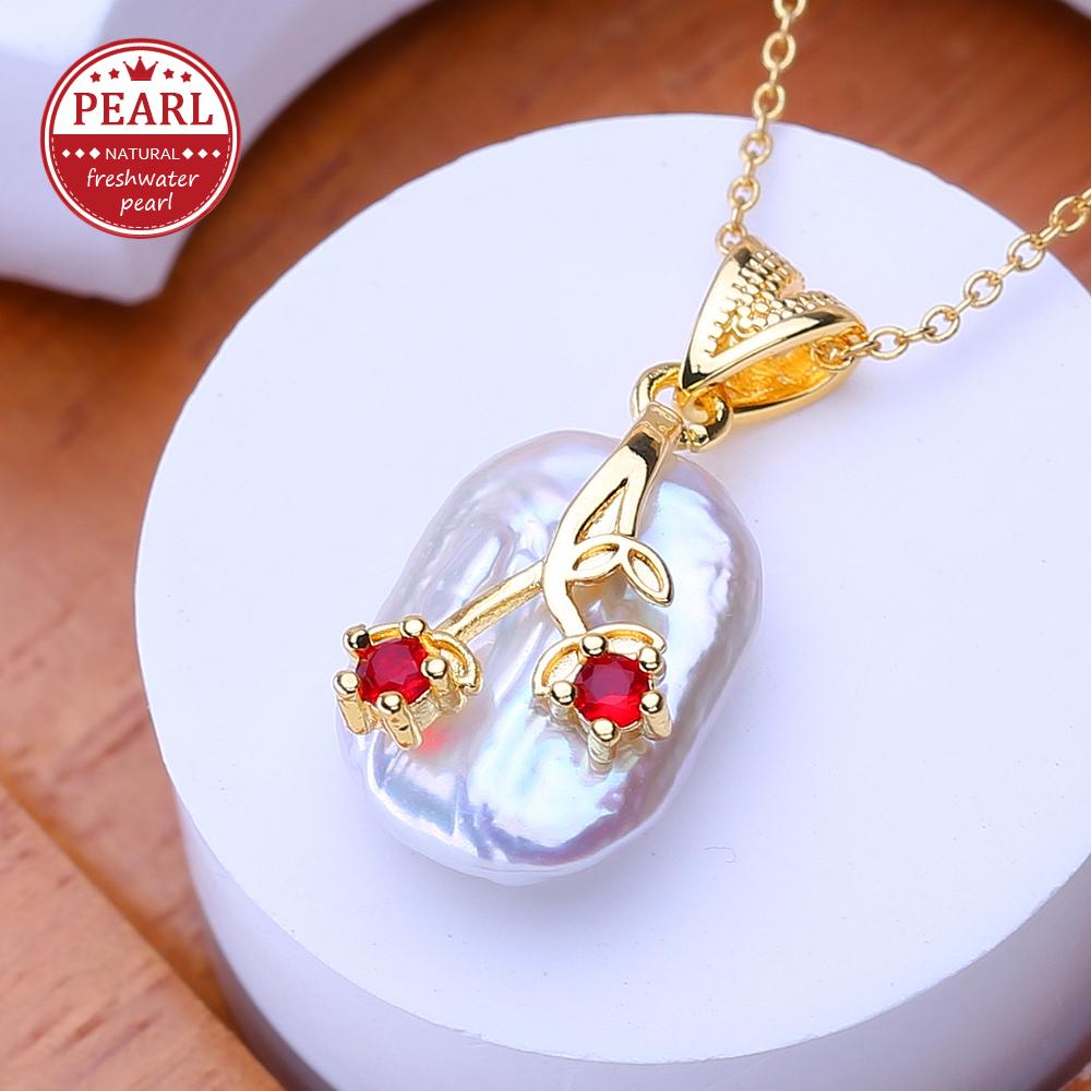 

LSOOYH Natural Freshwater Big Baroque Pearl Necklaces Party Elegant Vintage Gold Color Pendant, Birthday Gifts for Women белый