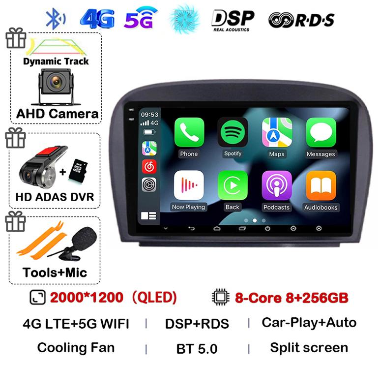 Android 14 Carplay Car Radio For Mercedes Benz SL R230 SL350 SL500 SL55 SL600 SL65 2001-2007 Multimedia Video Player GPS Stereo