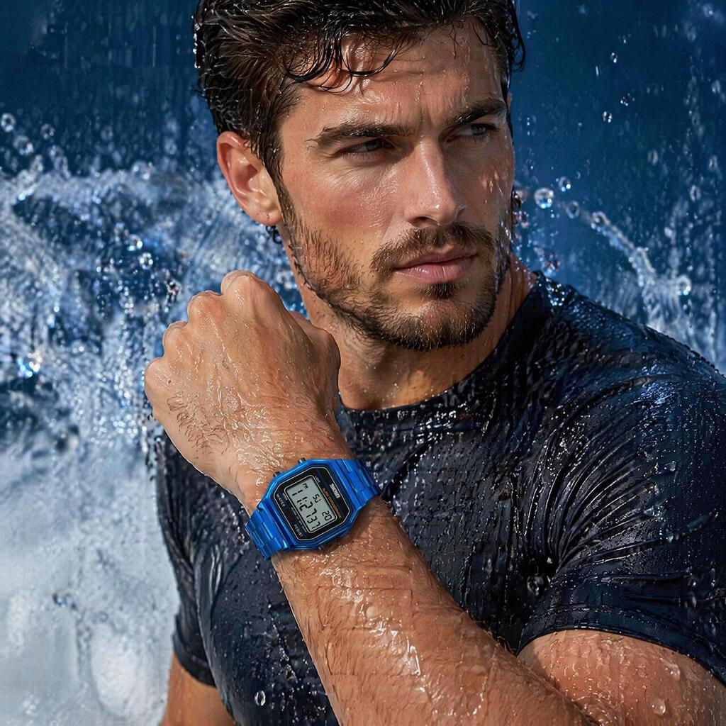 Men's Digital Watch SKMEI Square Retro Stainless Steel 1123