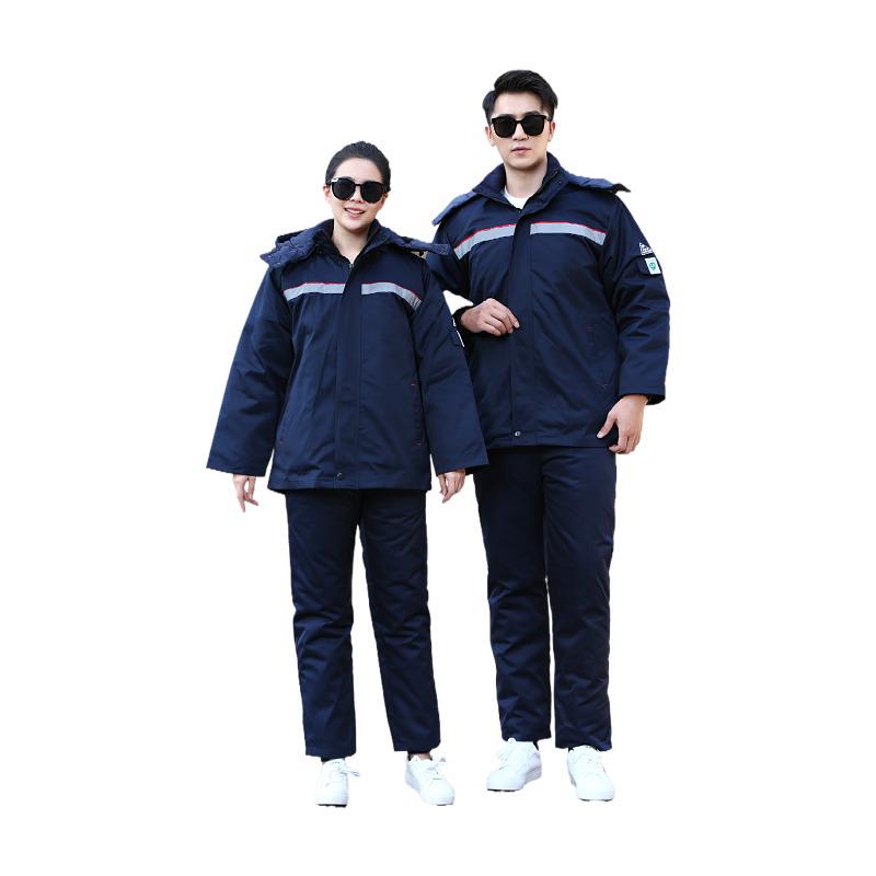 Autumn Winter Cotton Padded Anti-static Reflective Cold-resistant Workwear Overalls with Print Embroidery