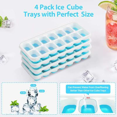 Ice Cube-bricka förseglat lock 14 hålrum Livsmedelsklass Lätt att släppa Återanvändbar gör-det-själv-kylskåp Silikon Ice Cube Maker Form Kökstillbehör