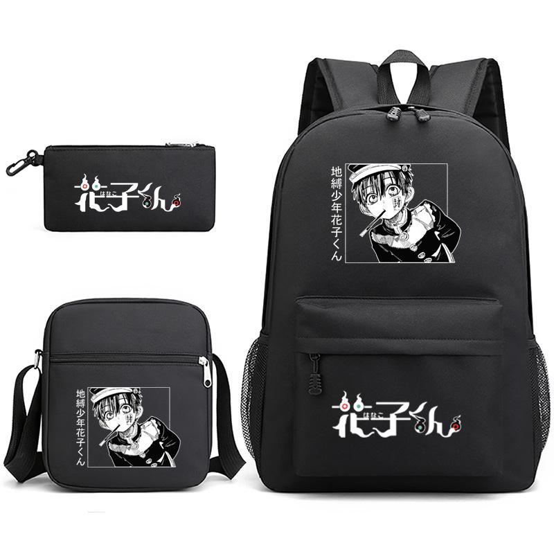 3 Piece School Backpack Set for Students Large Capacity Oxford Cloth Schoolbag with Shoulder Strap and Pencil Case