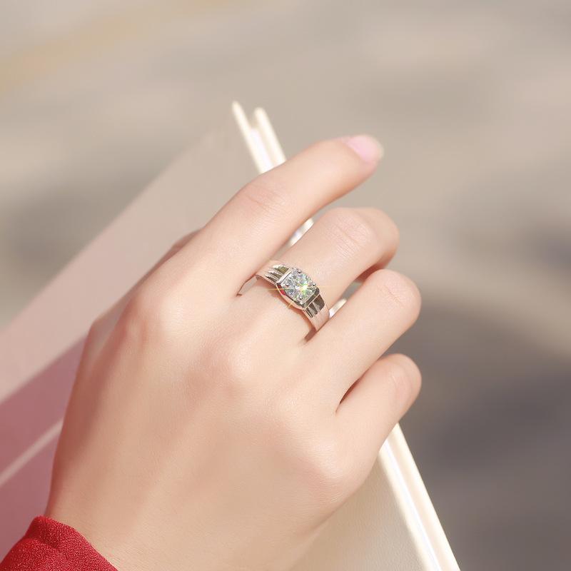 Tancise Man Classic 925 Sterling Silver  Moissanite Ring Ladies Jewelry Wedding Promise Party Gift