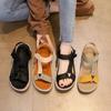 Women's Sports Sandals, Beach Shoes, Daily Casual Outdoor Thick Soled Soft Sole Solid Color Velcro Buckle Women's Shoes