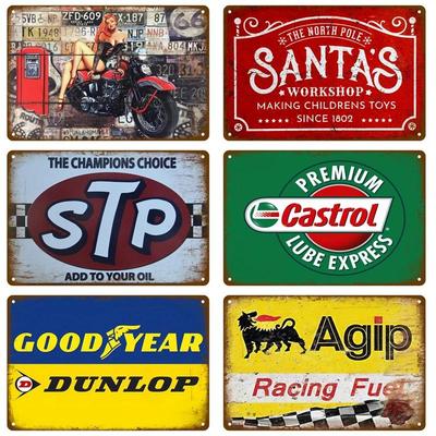 Vintage Metallschild Retro Motoröl Benzin Rennsport Blechposter für Garage Man Cave Dekoration Perfekte Eisenblech Dekoration für Zuhause