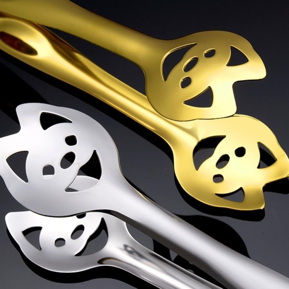 Multi-functional Food Grade BBQ Clip 304 Stainless Steel Non-slip Ice Cube Clamp Silver Gold Grill Tongs Kitchen Utensils