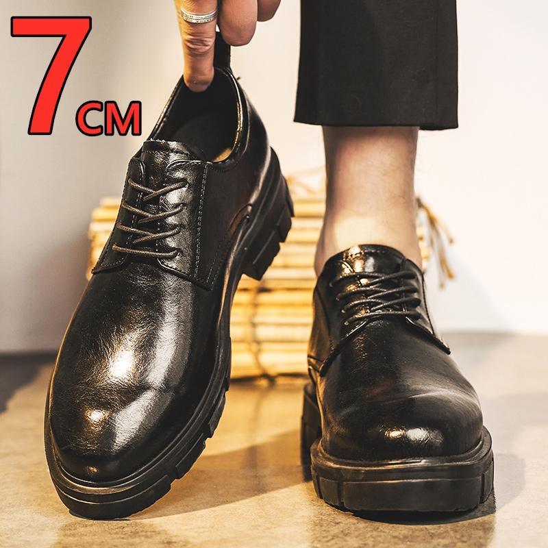 

Fashion Premium Cowhide Men s Dress Elevator Shoes Invisible 7cm Heel Lift Comfortable Business Casual Height Increasing Leather Shoes 38