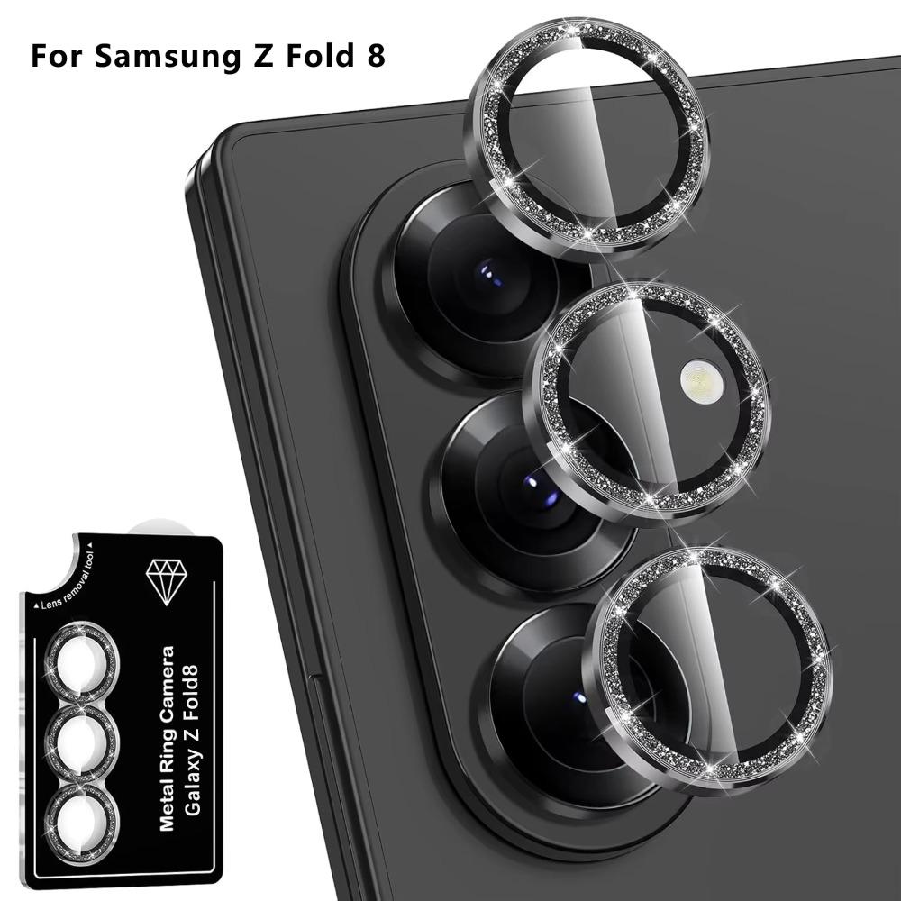 HD Lens Film Shiny Glitter for Samsung Z Fold 8 Ultra 7 6 5 Metal Ring Lens Protective Anti-Scratch for Samsung Z Flip 8 7FE 6 5