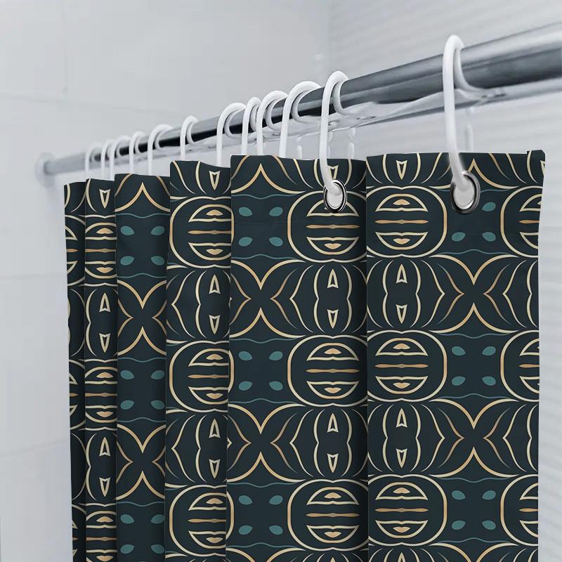 Blue And Gold Geometric Shower Curtain With Waterproof Fabric For Bathroom Decoration Modern Home Decor Shower Curtains Size180X