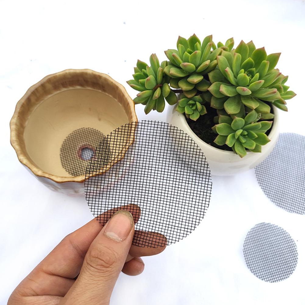 100 Pieces Set Bonsai Pots Mesh Pad Flower Pot Drainage Mat