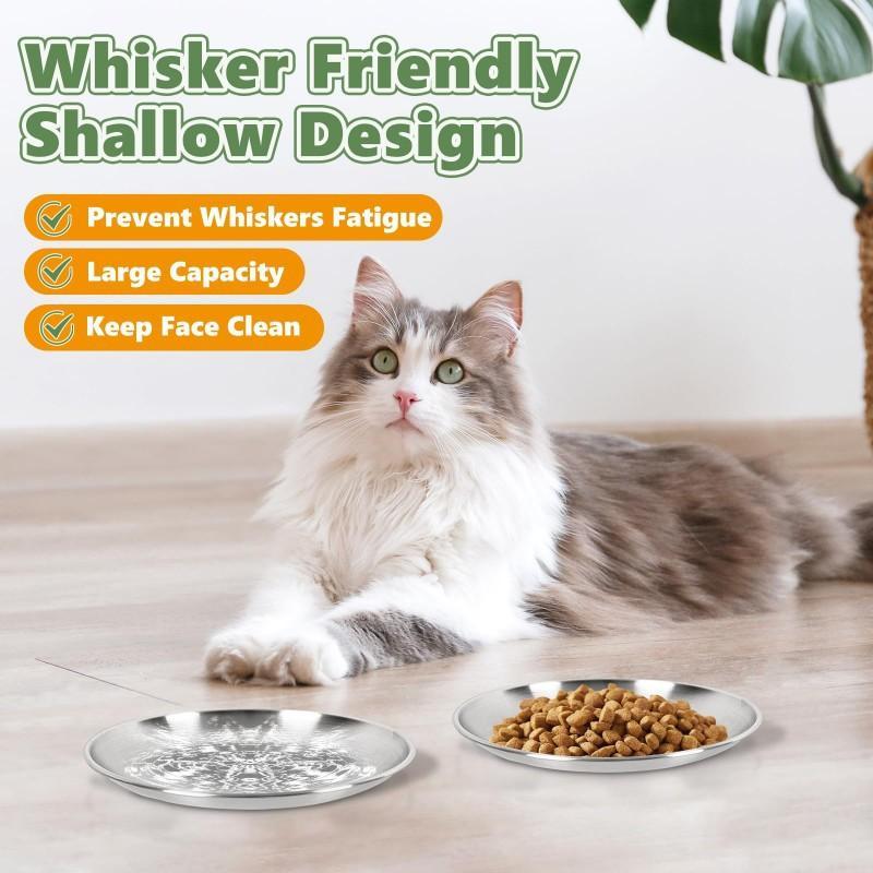 304 Stainless Steel Pet Cat Dog Tray Pet Feeder Bowl Durable Cheap Protects Cervical Vertebravels Food Grade Round Plate