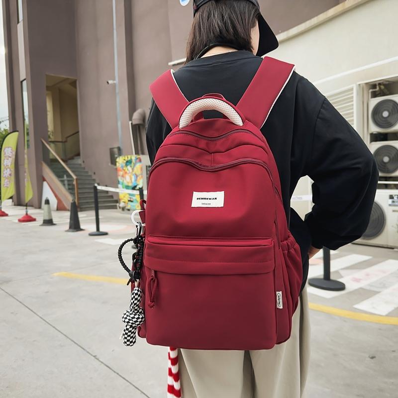 Women Large Capacity Backpack Student Schoolbag Men Solid Color Backpack