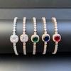 Full Zircon Birthstone Bracelet Women'S Adjustable Light Luxury Color Sugar Cube Jewelry Temperament Jewelry