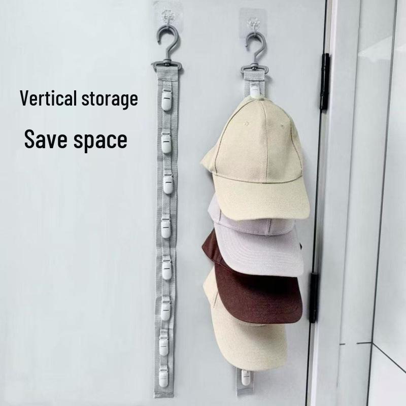 Wall-Mounted Hat Organizer: Multi-Clip Hanging Strip for Home, Wardrobe, Dorm, or Door-Back Baseball Cap Rack