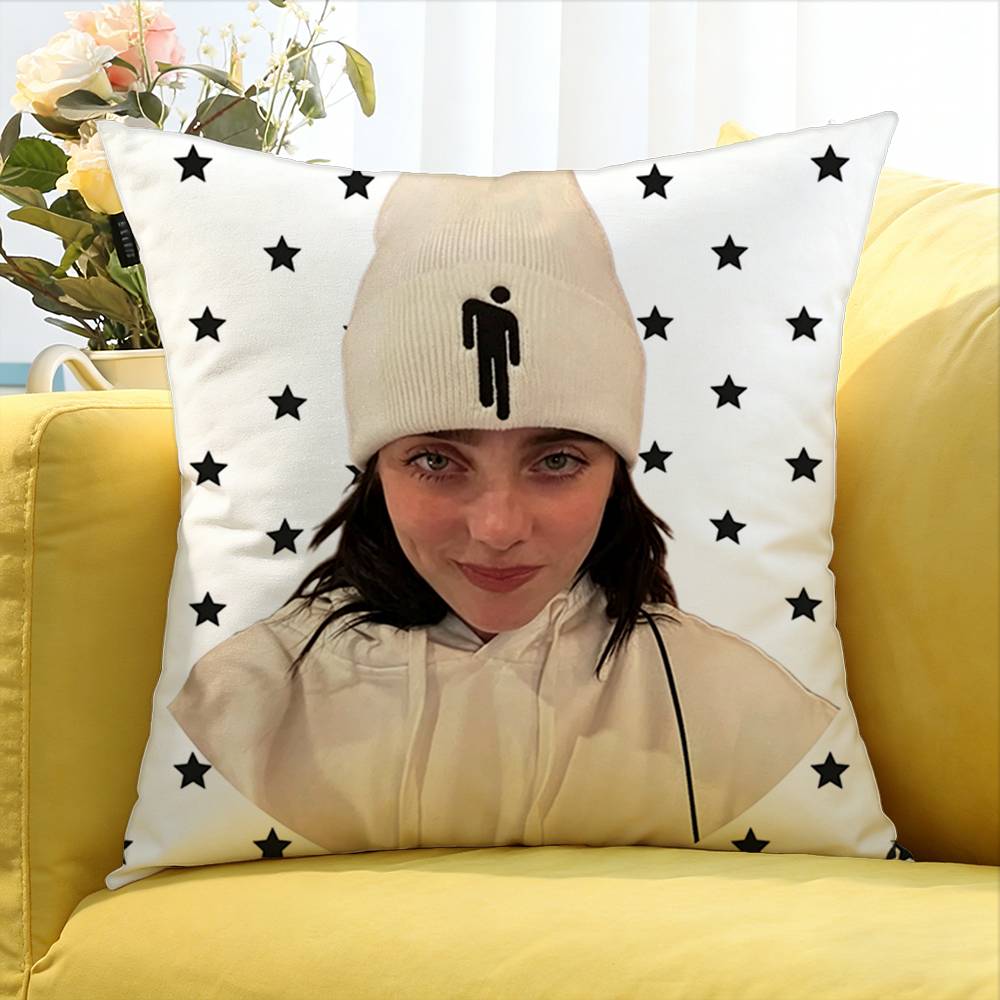Singer B-Billie E-Eilish Various Sizes Square Pillow Case For Car Home Bedchamber Decor