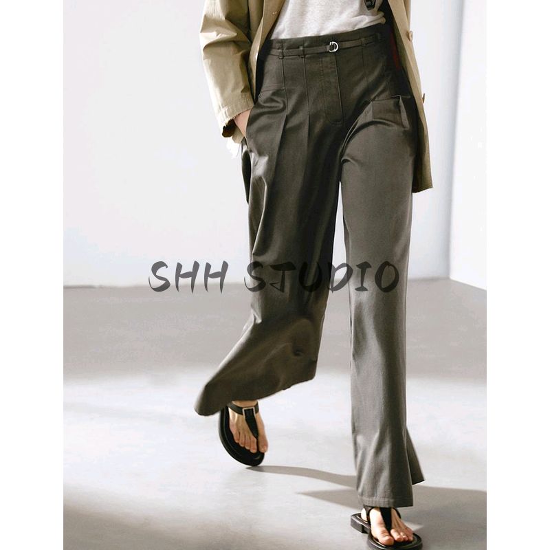 MD Spring and Summer Women's Clothing Cotton Blend High Waist Casual Laid-Back Style Slack Commute Style Wide Leg Pants 5018818