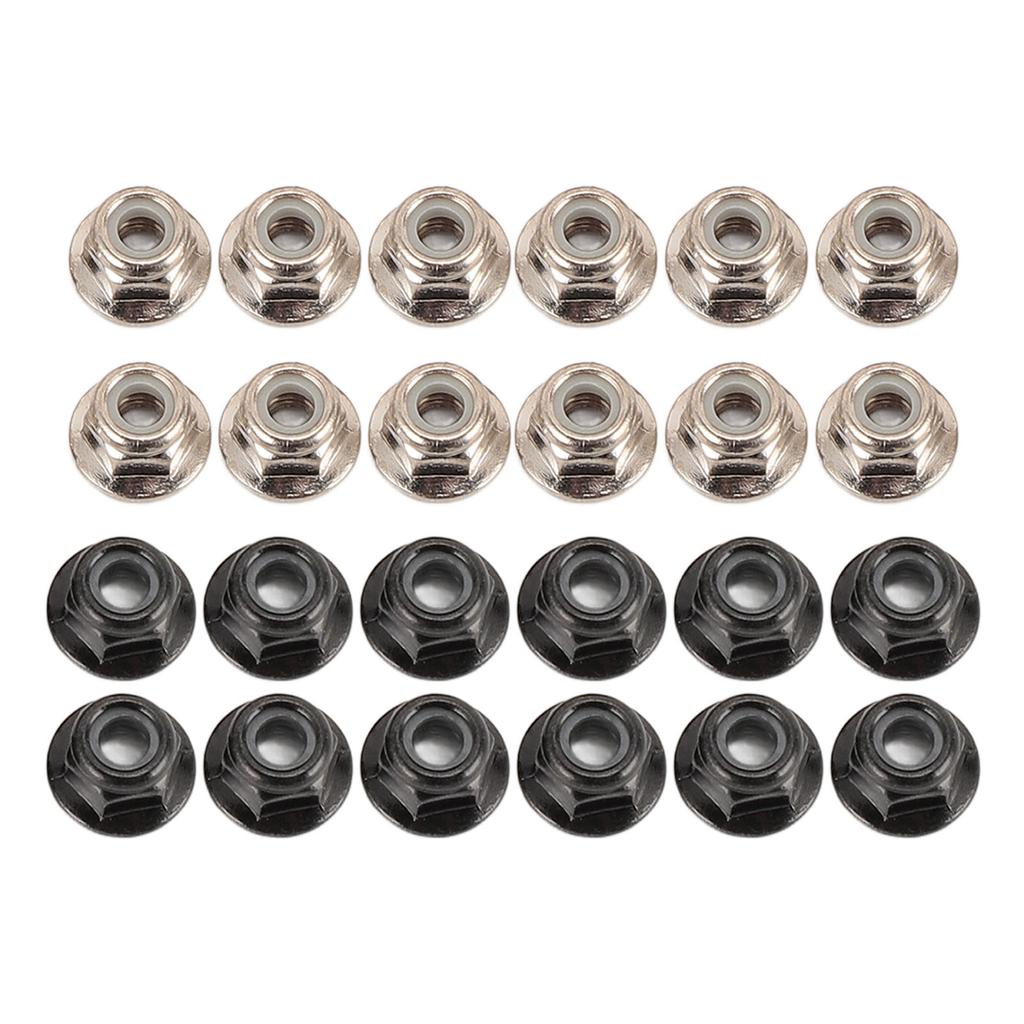 24 buc Piulițe autoblocante cu flanșă M4 Metal profesional Previne slăbirea Rezistență la alunecare Piulițe hexagonale cu flanșă pentru