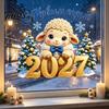 Russian New Year Window Decor Lamb Cling, Cartoon Sheep Static Glass Sticker, Reusable Stickers PVC Decal for Holiday Home and Store Decoration