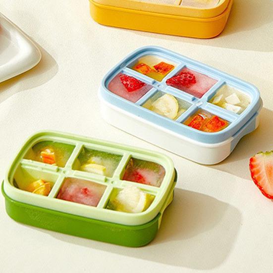 Ice Cube Mold with Sealed Lid 6 Cavity Push-Type Design No Spill Stackable Ice Tray for Pure Odor-Free Easy-Release Reusable