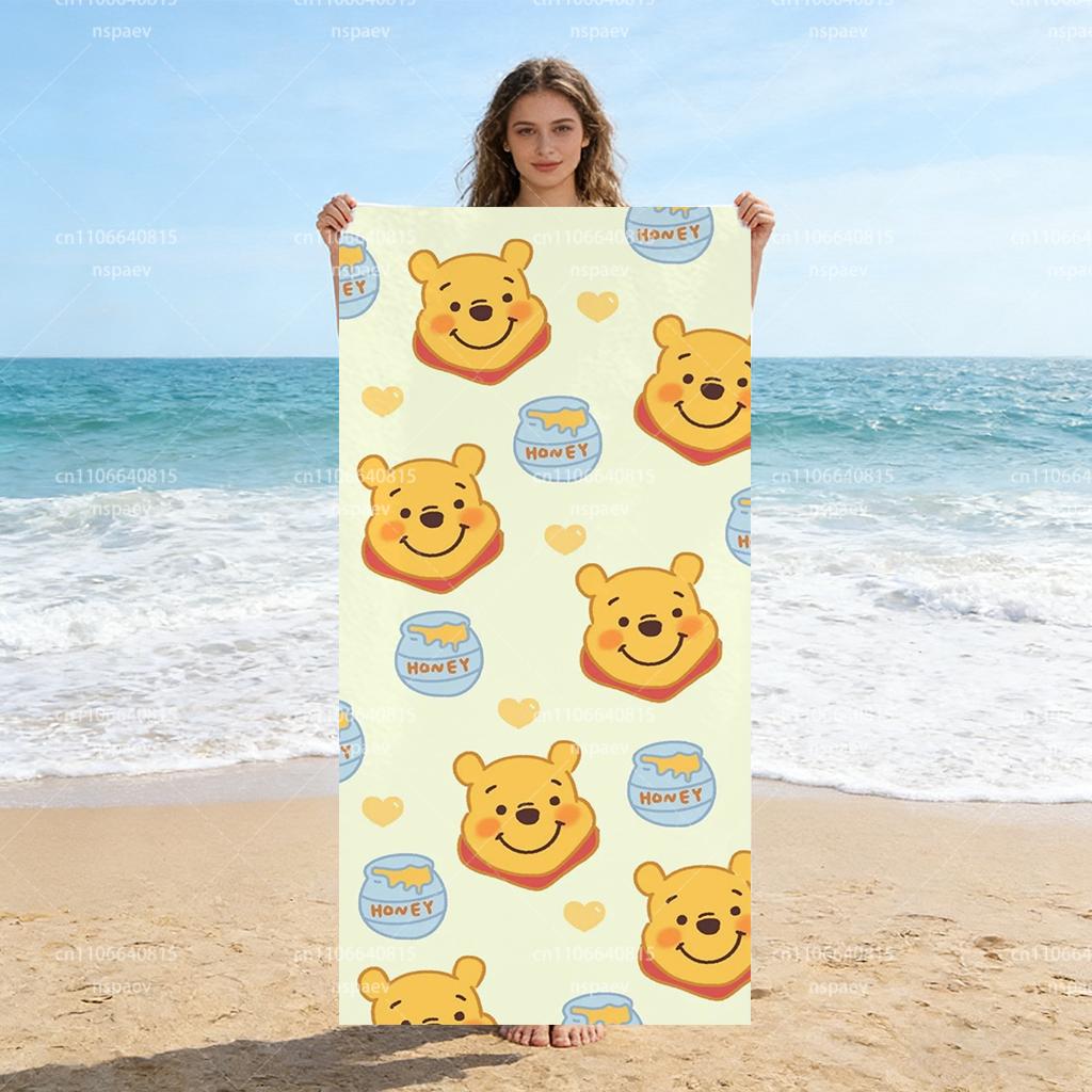 

Winnie The Pooh Beach Towel, Cute Honey Pot All-Over Print Quick Dry Towel, Absorbent Microfiber Pool Bath Towel for Kids Summer W30*H60(CM)