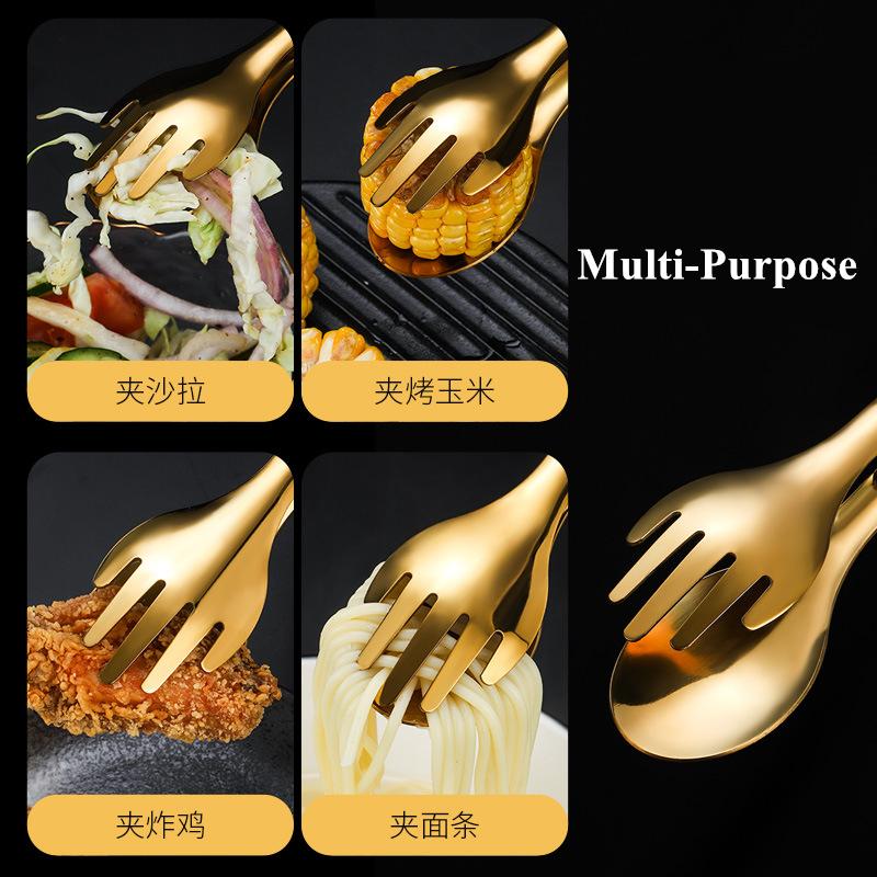 Non-Slip Stainless Steel Food Tongs Meat Salad Bread Serving Clip For Barbecue Steak Frying Shovel Buffet Clamp Cooking Utensils