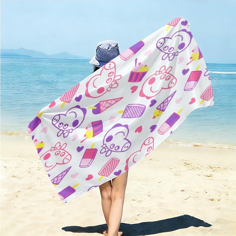 1Pc Peppa Pig Ice Cream Party Beach Towel Microfiber Beach Towel Thin Absorbent For Beach Swimming Yoga Bath Sports 0917106