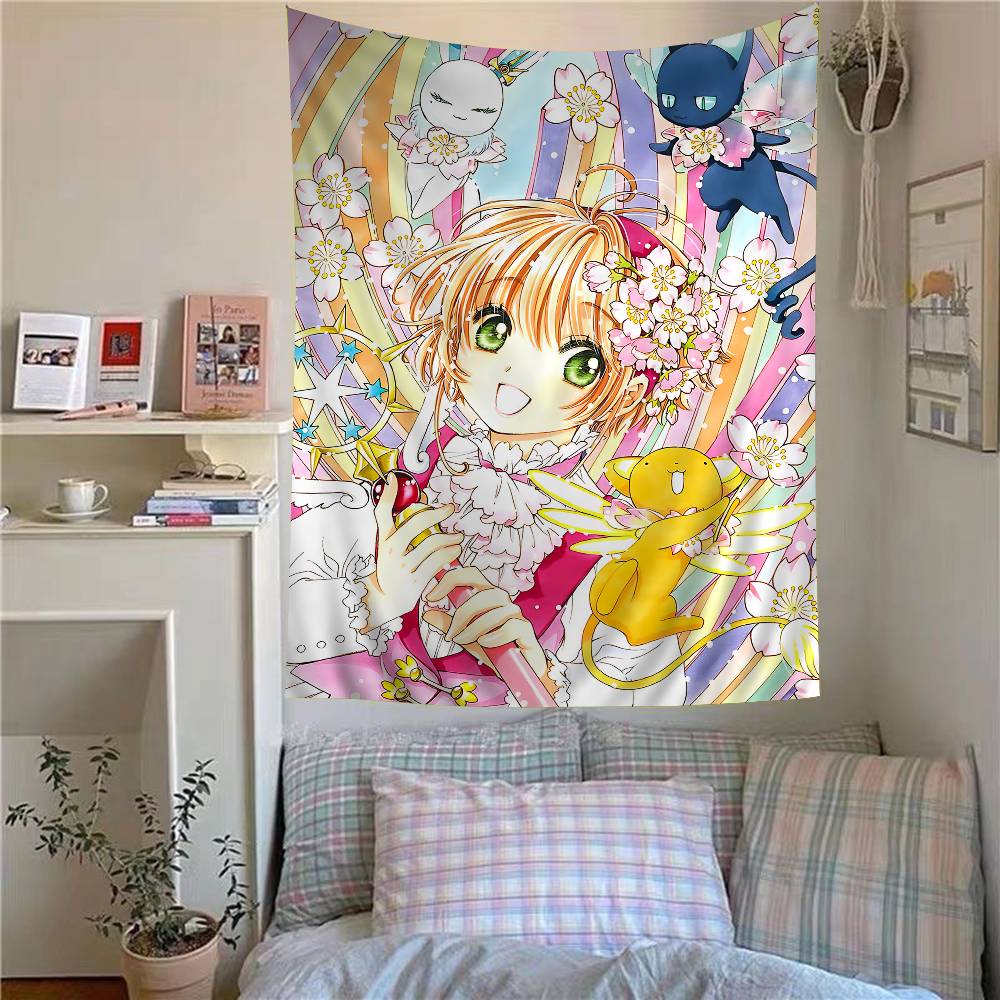 Anime Cardcaptor Sakura Anime Tapestry Hippie Flower Wall Carpets Dorm Decor Wall Hanging Home Decor