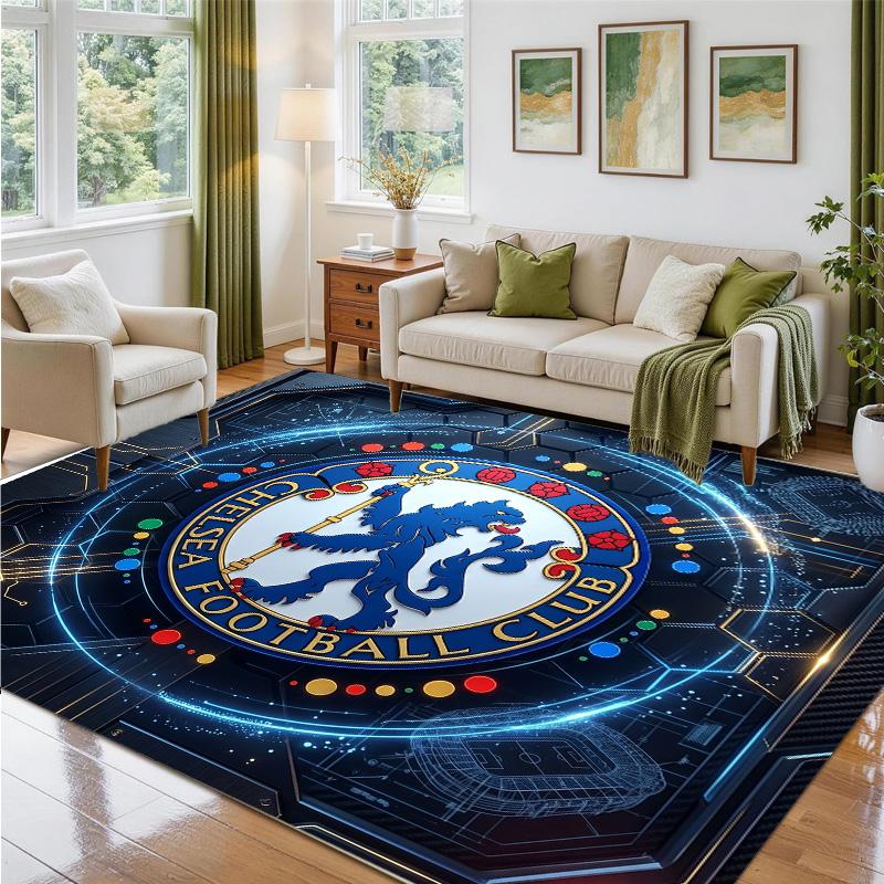 Chelsea FC Design Crystal Velvet Rug Soft Decorative Mat for Bedroom Entrance