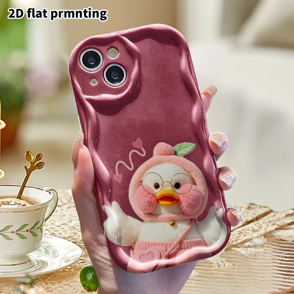 Phone Case: 2D Flat Design Suitable for iPhone 18 17 16 15 14 13 Pro Protective Case, Peach Hyaluronic Acid Duck, Perfect Christmas and Halloween Holi