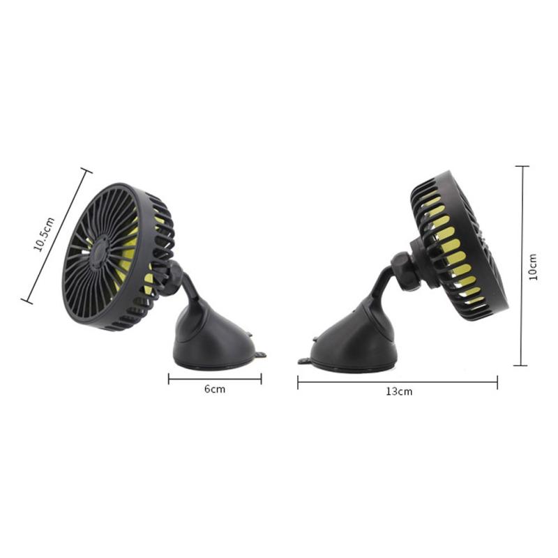 Portable Car Fan With Suction Cup 3 Speeds 5V USB Dashboard Cooling Air Circulator Fan 5 Blades For Vehicles Home