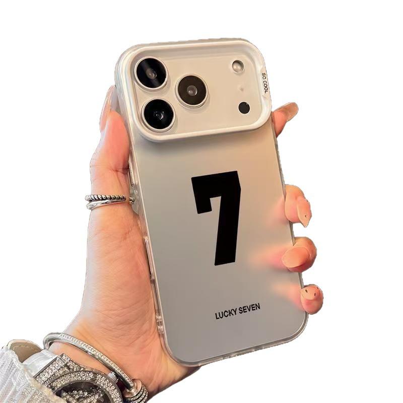 Colorful Silver Shell Phone Case for iPhone 17 Pro, Compatible with iPhone Air 16/15/14/13 - Lucky Number 7 Design