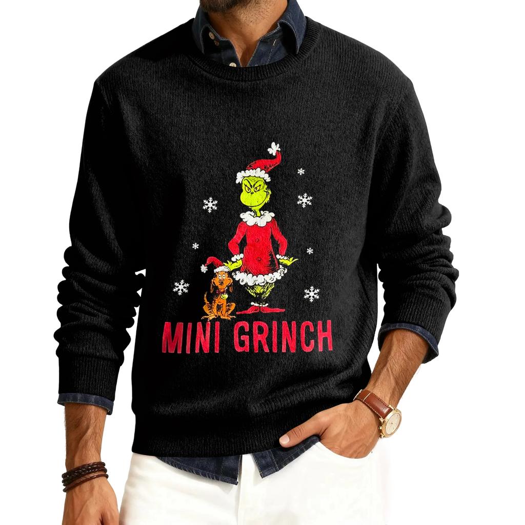 Men's Round Neck Long Sleeve Ribbed Knit Pullover