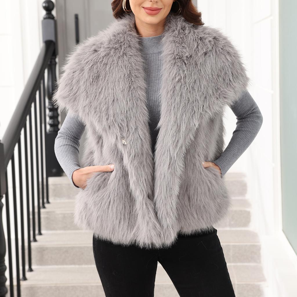 Women's Fashion waistcoat Sleeveless Lapel Coat