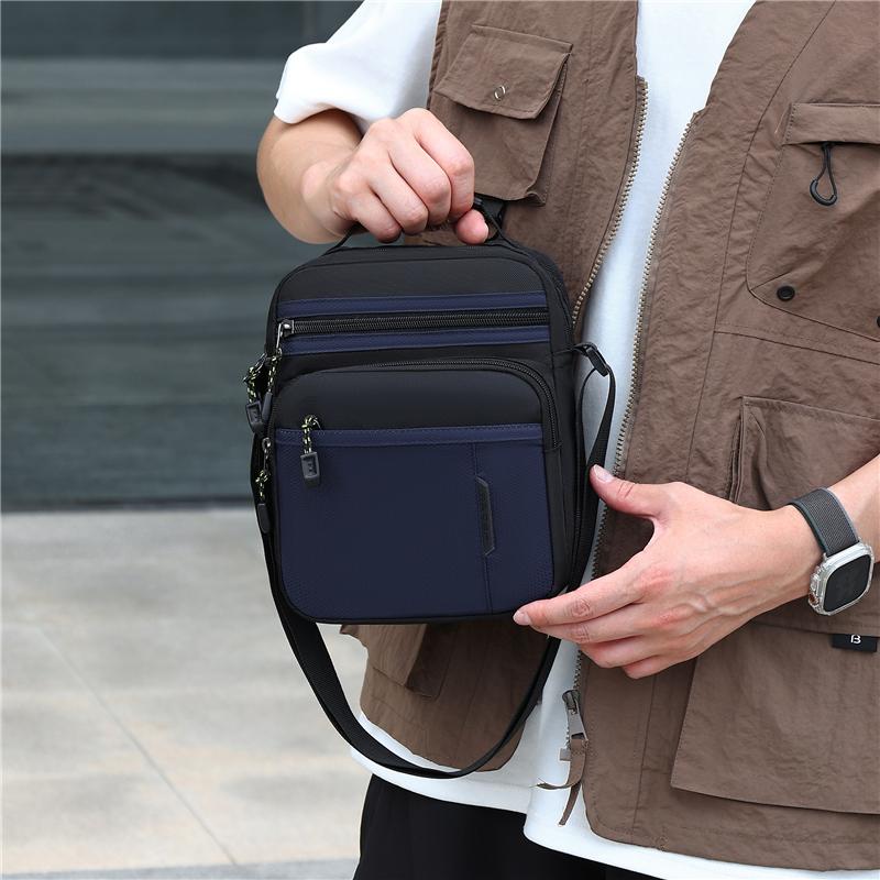 Men's Traveling Shoulder Bag Fashion Casual Patchwork Handbag High Quality Oxford Cloth Waterproof Multifunctional Crossbody Bag